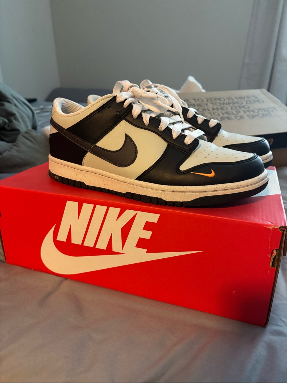 Low-Top Sneakers - Black, White & Orange Accent
